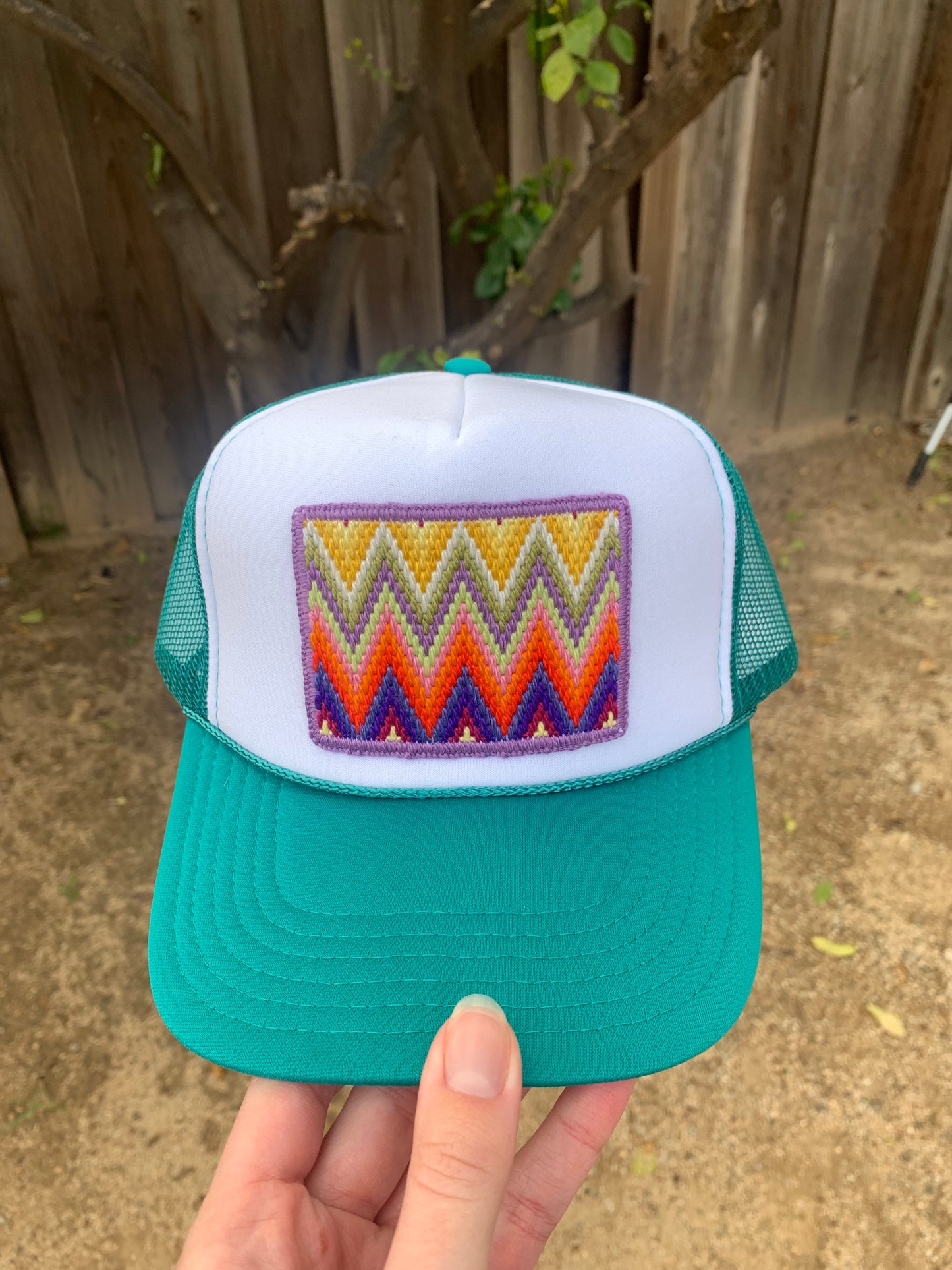 Multi Color Zig-Zag on Teal