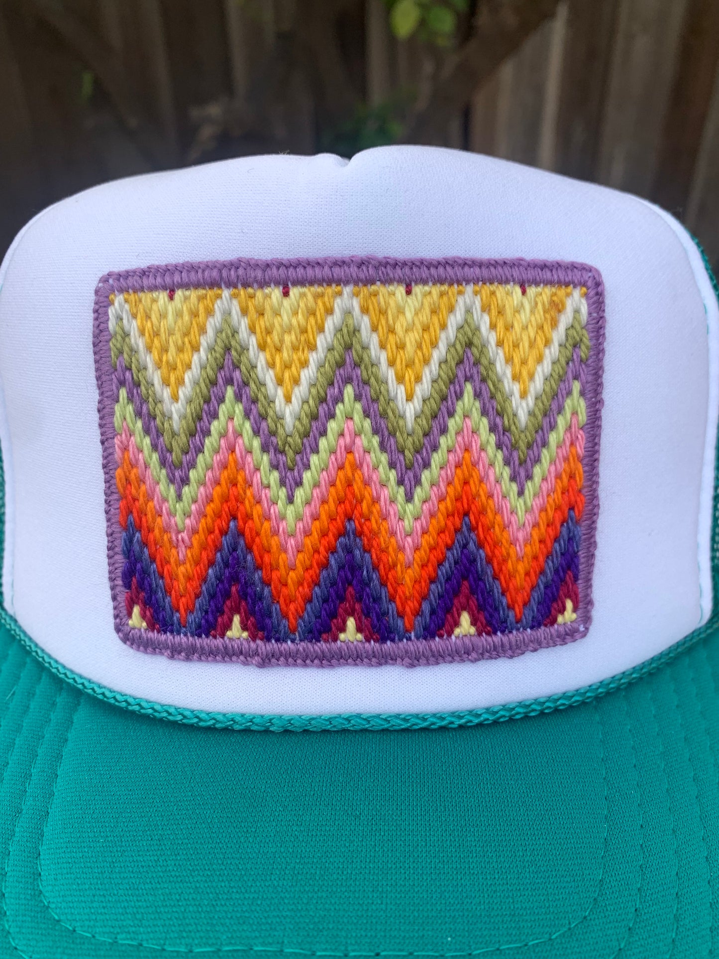 Multi Color Zig-Zag on Teal
