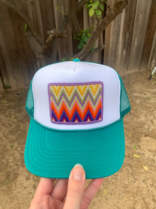 Multi Color Zig-Zag on Teal